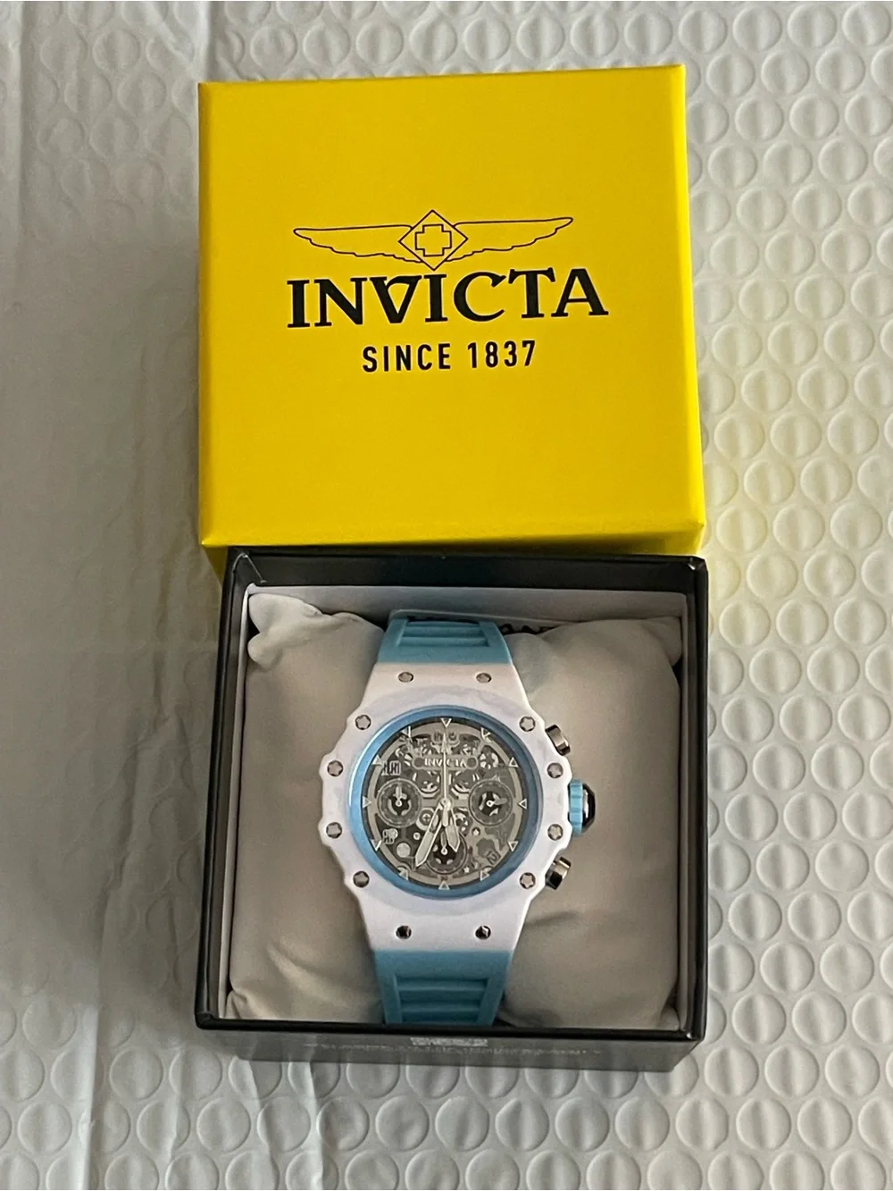 Invicta Racing Apexium Unisex Watch - 41mm, Light Blue & white, new